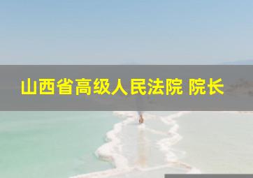 山西省高级人民法院 院长